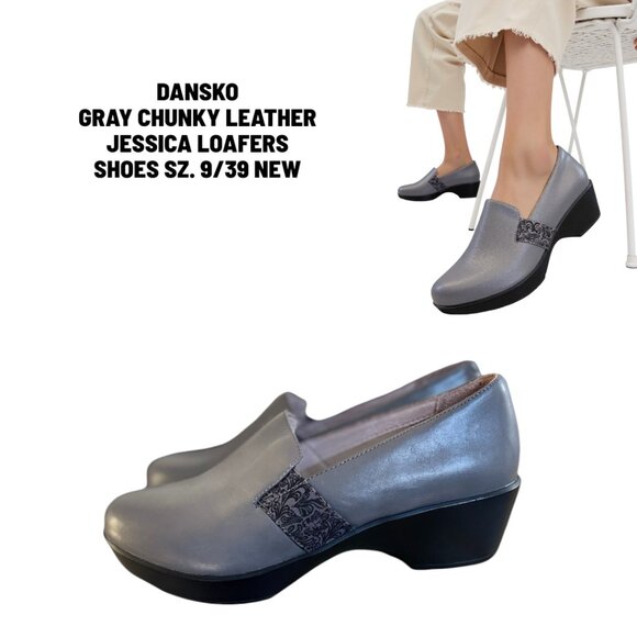 DANSKO GRAY LEATHER CHUNKY COMFORT JESSICA LOAFERS SHOES SZ. 9/39 NEW - Picture 1 of 4